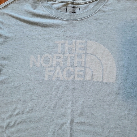 North Face Mens Large Blue Spell Out Casual Designer Tee - Picture 2 of 5